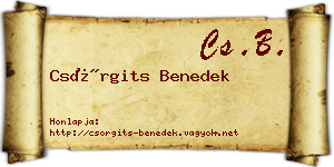 Csörgits Benedek névjegykártya